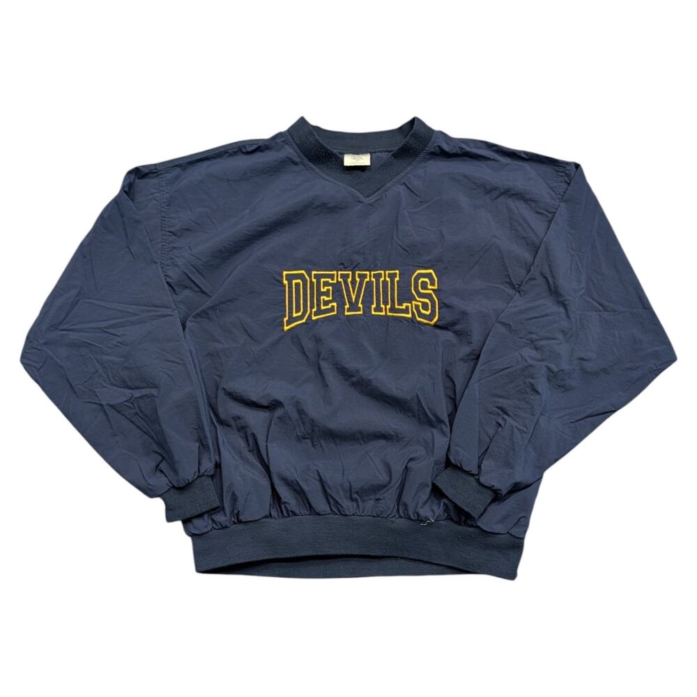 90s Merced College Blue Devils Windbreaker Pullover Nylon Jacket